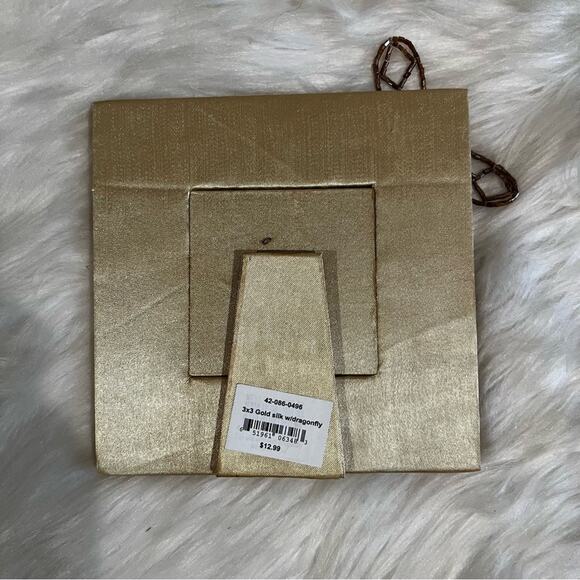 NEW Fusion x Pier 1 Silk Dragonfly 3x3 Square Picture Frame Set Chocolate Gold - Picture 15 of 16